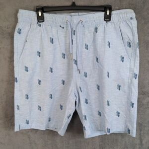 NWT Tenth + Ocean Shorts Mens XL Washable Linen Elastic Waist Pineapple Blue